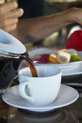 american coffee served in big white cup