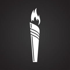Torch icon on background for graphic and web design. Simple illustration. Internet concept symbol for website button or mobile app.
