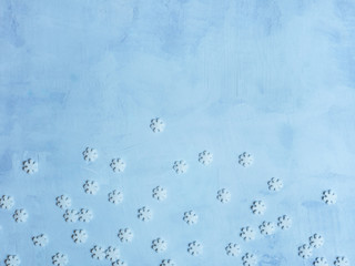 White snowflakes on light blue background.