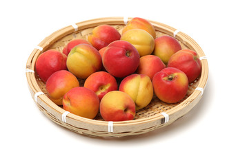 Fresh cut apricot fruits isolated on white background, with clipping path