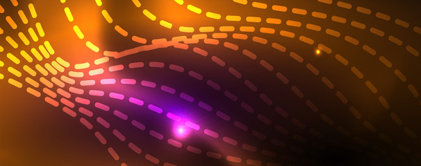 Obraz premium Neon vector wave lines abstract background, magic futuristic techno design