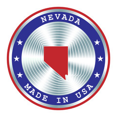 Made in Nevada seal or stamp. Round hologram sign for label design and national marketing.