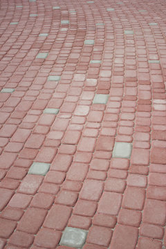 Texture Of Red Floor Paving Tiles In City - Background