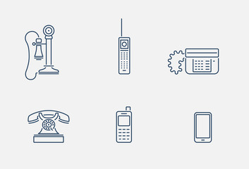 Thin outline phone icons