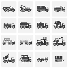 Heavy vehicle related icons set on background for graphic and web design. Simple illustration. Internet concept symbol for website button or mobile app.