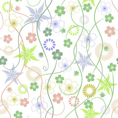Spring Garden. Abstract flowers - seamless pattern vector. Wallpaper design.