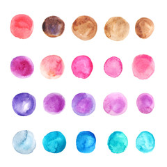 Watercolor colorful dots collection isolated