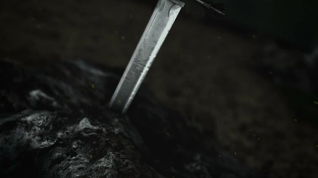 An Epic Warrior Sword Inside a Rock