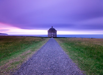 Mussenden Temple in Northern Ireland at sunset