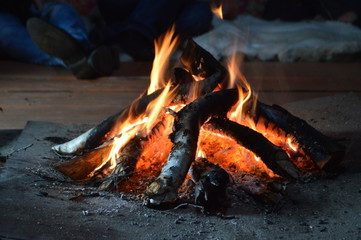 fire in the fireplace