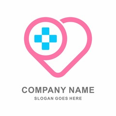 Medical Pharmacy Healthcare Heart Cross Hospital Clinic Wellness Business Company Stock Vector Logo Design Template