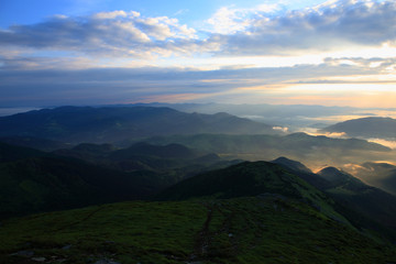 Fototapeta premium The sunrise in the Carpathians