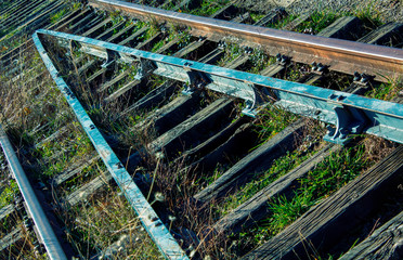 Detail of the rails of the train track
