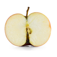 Fresh apple half isolated on white background. Clipping path