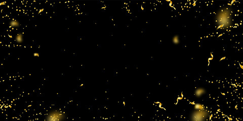 Streamers and confetti. Gold tinsel and foil ribbo