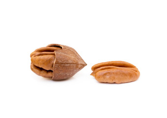 Fresh pecan nuts isolated on a white background