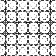 Black and white geometric seamless pattern. Hand d