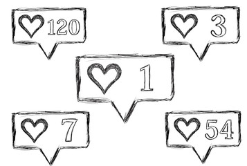 Heart and likes transparent sketch