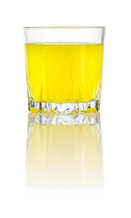 Glass filled with an orange soft drink