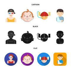 Vector design of girl and boy logo. Set of girl and school stock symbol for web.