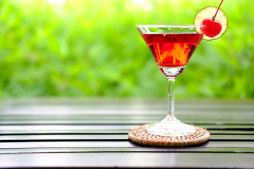 glass of martini cocktail on table