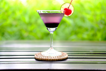 close up summer drinks and cocktail on table