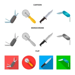Foto op Canvas Isolated object of knife and cut icon. Collection of knife and flat stock vector illustration. © pandavector