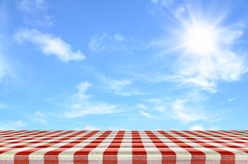 Outdoor picnic background in summer sun light.