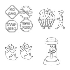 Isolated object of genetic and science icon. Collection of genetic and organic stock vector illustration.