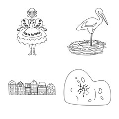 Vector illustration of national and culture sign. Set of national and europe stock symbol for web.