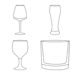 Vector illustration of dishes and container symbol. Set of dishes and glassware vector icon for stock.