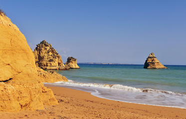 Scenic view of Dona Ana beach, Portugal