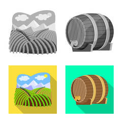 Isolated object of farm and vineyard icon. Set of farm and product stock symbol for web.