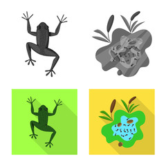 Vector design of wildlife and bog logo. Collection of wildlife and reptile vector icon for stock.