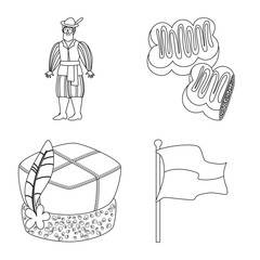 Vector design of national and culture logo. Collection of national and europe vector icon for stock.