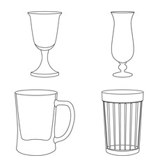 Isolated object of dishes and container symbol. Collection of dishes and glassware stock symbol for web.