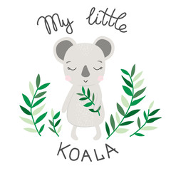 Hand drawing illustration of sweet koala vector.