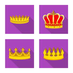 Vector design of medieval and nobility icon. Set of medieval and monarchy stock vector illustration.