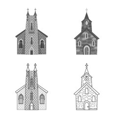 Vector design of cult and temple icon. Set of cult and parish vector icon for stock.