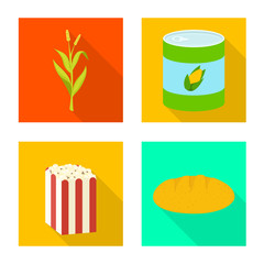 Isolated object of cornfield and vegetable sign. Collection of cornfield and vegetarian stock vector illustration.