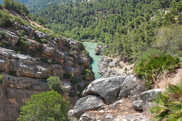 Fototapeta na wymiar View from the trail El Caminito del Rey, El Chorro, Andalucia, Spain.