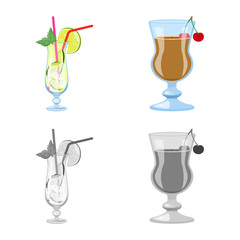 Isolated object of liquor and restaurant symbol. Collection of liquor and ingredient stock vector illustration.