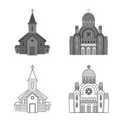 Vector design of cult and temple symbol. Collection of cult and parish vector icon for stock.