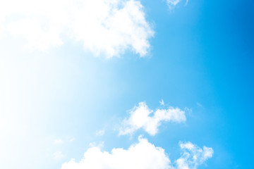 Nature Bright blue Sky with white clouds on blackground. Beautiful sky and clouds in the afternoon.
