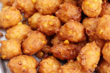 Fried corn cake is delicious at street food