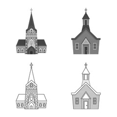 Fototapeta premium Isolated object of cult and temple symbol. Set of cult and parish stock symbol for web.
