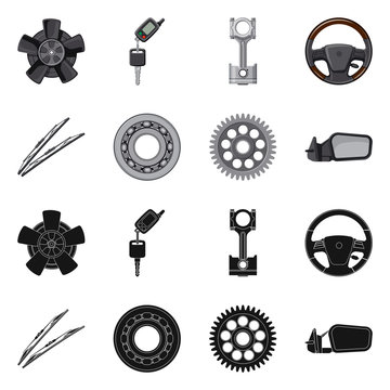 Isolated object of auto and part sign. Collection of auto and car vector icon for stock.