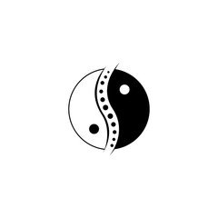 chinese yin and yang chiropractic logo spine spinal care vector icon illustration