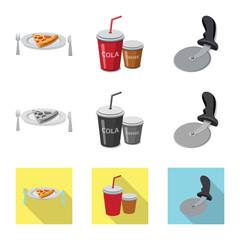 Vector design of pizza and food symbol. Set of pizza and italy stock vector illustration.