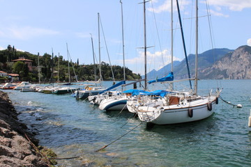 Fototapeta na wymiar marina in Malcesine, village on Lake of Garda (Veneto, Italy)